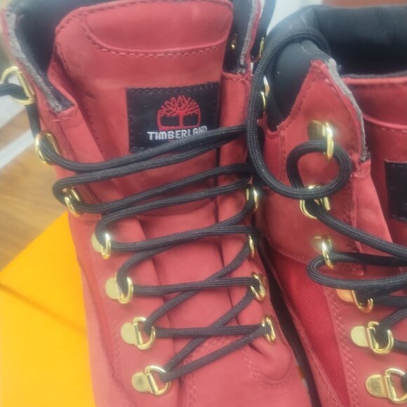 Mens 6" Timberland field boots Dk Rd Sz 8 - Picture 6 of 16